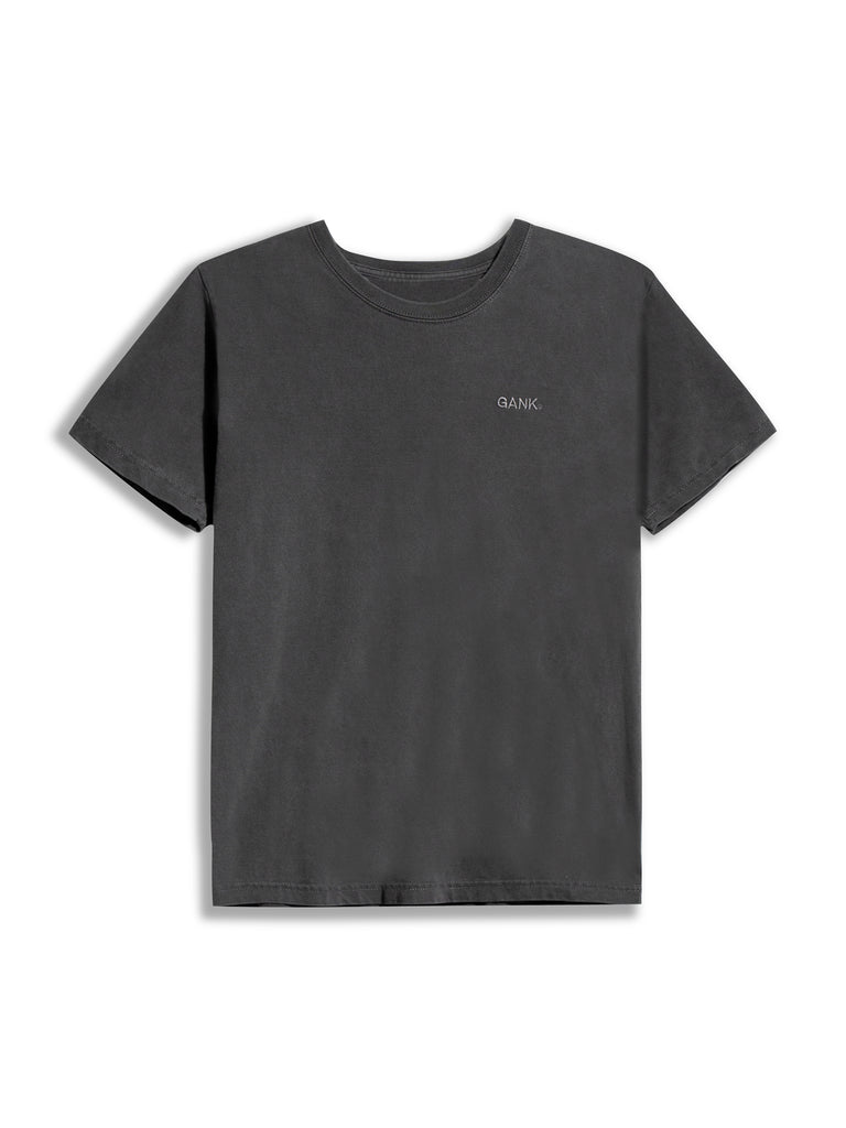 The GANK Embroidered Crew Tee in Charcoal