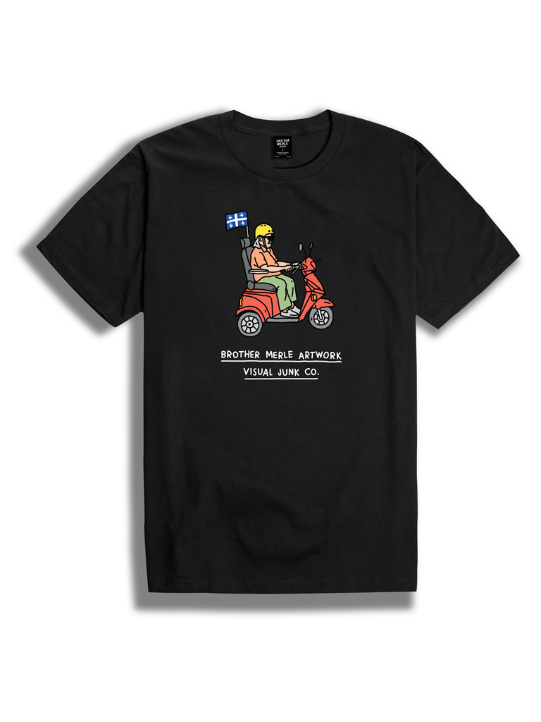The Brother Merle Le Scooter Crew Tee in Black