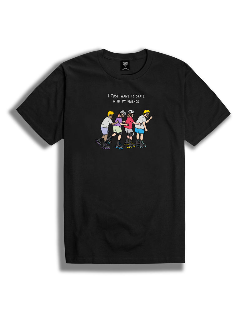 The Brother Merle Skate With Friends Crew Tee in Black