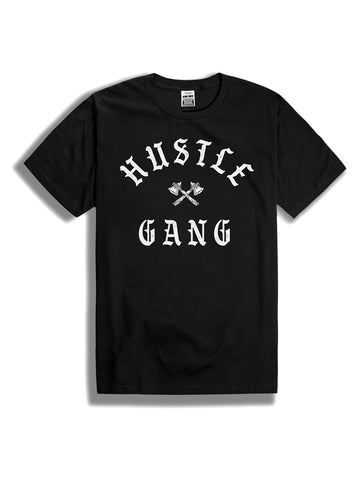 The Hustle Gang Warning Crew Tee in Black
