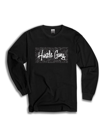 THE HUSTLE GANG FACE IT CREW TEE IN BLACK