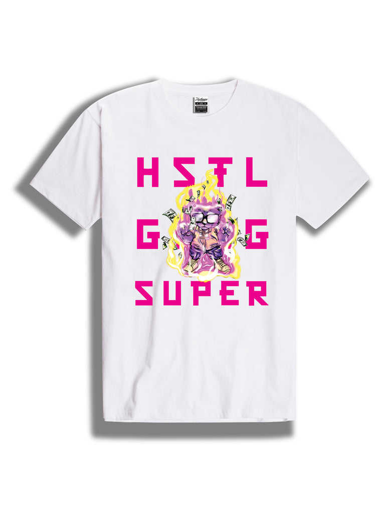 THE HUSTLE GANG HG SUPER CREW TEE IN WHITE