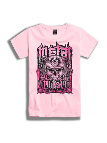 The Metal Mulisha DTH Ladies Crew Tee in Pink